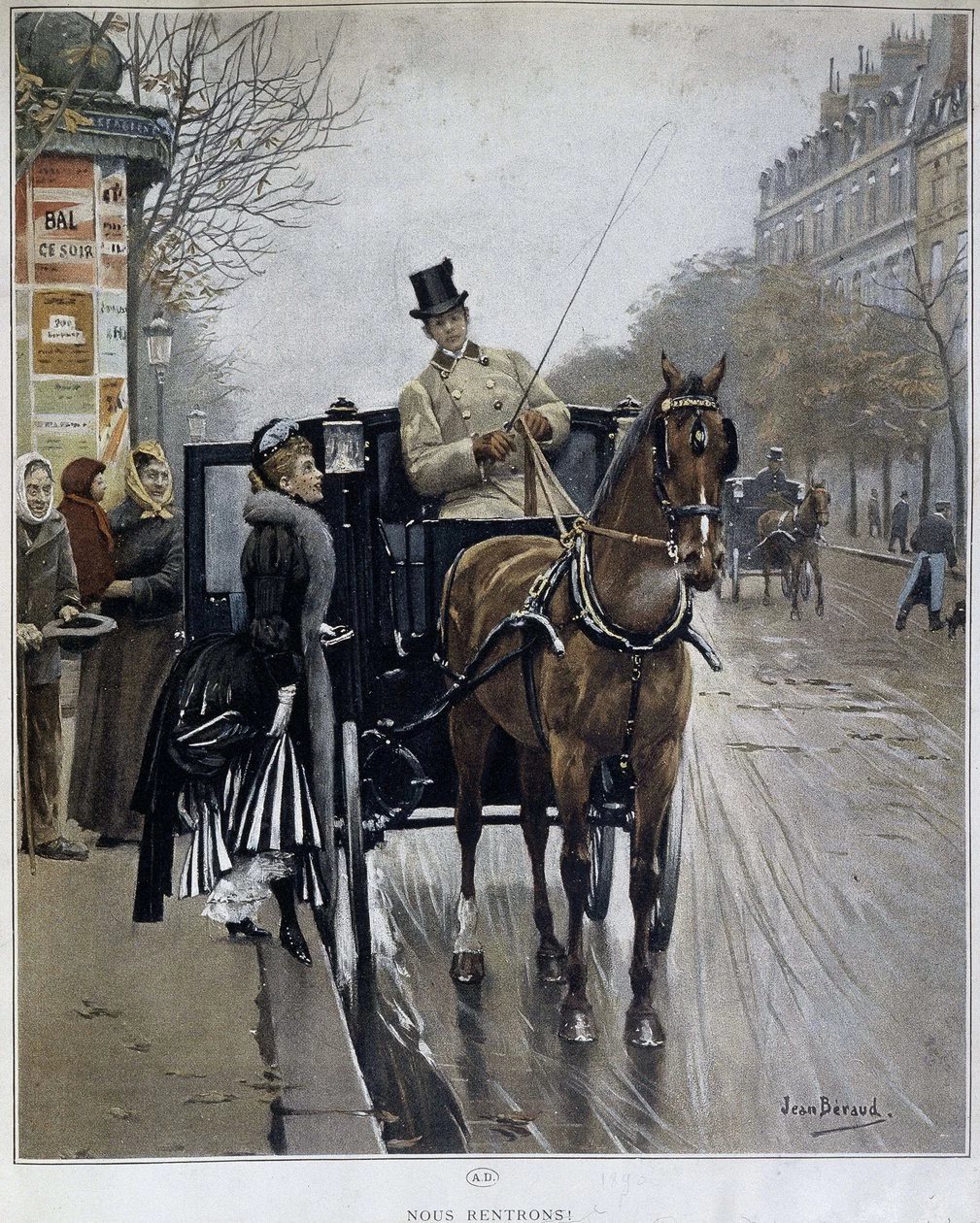 Donna elegante in carrozza a Parigi